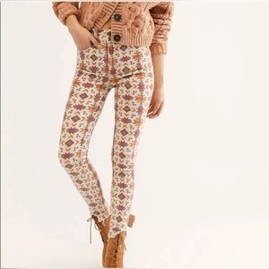 Free People We The Free Wild Child Aztec Printed Skinny Jeans Size 26 High Rise
